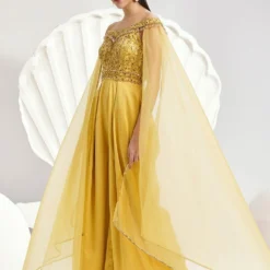 Divya Aggarwal Emma Golden Yellow Jumpsuit -Textalux Sales 5124pu15 2