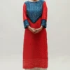 Naina Jain Red & Blue Pure Silk Bandhani Kurta -Textalux Sales 512nj8 1