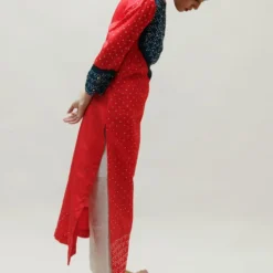 Naina Jain Red & Blue Pure Silk Bandhani Kurta 9 Naina Jain Red & Blue Pure Silk Bandhani Kurta -Textalux Sales 512nj8 3