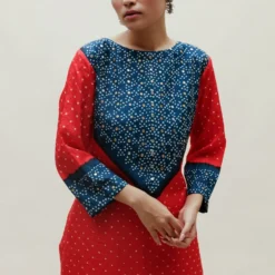 Naina Jain Red & Blue Pure Silk Bandhani Kurta 10 Naina Jain Red & Blue Pure Silk Bandhani Kurta -Textalux Sales 512nj8 4
