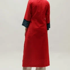 Naina Jain Red & Blue Pure Silk Bandhani Kurta 11 Naina Jain Red & Blue Pure Silk Bandhani Kurta -Textalux Sales 512nj8 5