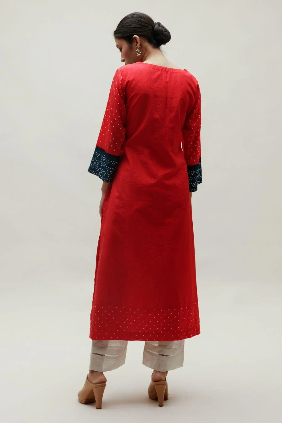 Naina Jain Red & Blue Pure Silk Bandhani Kurta 7 Naina Jain Red & Blue Pure Silk Bandhani Kurta - Image 5