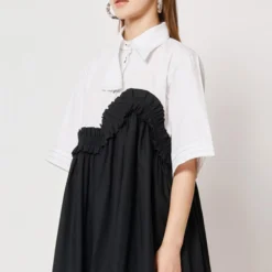 Two Point Two Black & White Asymmetrical Ruffle Top -Textalux Sales 5623ce80 4