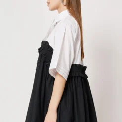 Two Point Two Black & White Asymmetrical Ruffle Top -Textalux Sales 5623ce80 5