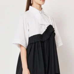 Two Point Two Black & White Asymmetrical Ruffle Top -Textalux Sales 5623ce80 6