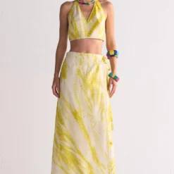 Ikai Ivory & Yellow Diagonal-dyed Bralette