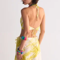 Ikai Ivory & Yellow Diagonal-dyed Bralette -Textalux Sales 5823iai48 3