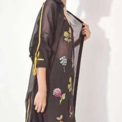 REIK Black Floral Applique Cape Set -Textalux Sales 5823rk7 3