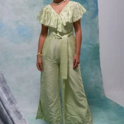 Sakshi Khetterpal Floral Infused Chanderi Frill Jumpsuit