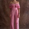 Sakshi Khetterpal Orchid-tinted Chanderi Off-shoulder Jumpsuit -Textalux Sales 6124sk45 1