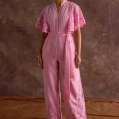 Sakshi Khetterpal Blossom Blue Chanderi Jumpsuit -Textalux Sales 6124sk54 2