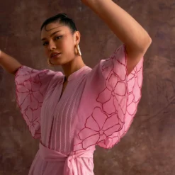 Sakshi Khetterpal Blossom Blue Chanderi Jumpsuit -Textalux Sales 6124sk54 5