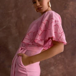 Sakshi Khetterpal Blossom Blue Chanderi Jumpsuit -Textalux Sales 6124sk54 6