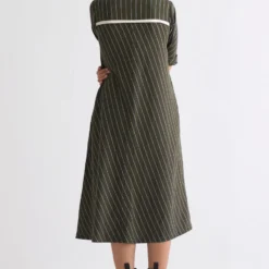 Three Olive Green A-line Dress -Textalux Sales 612thw32 5