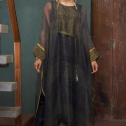 Bodhi Tree Charcoal Grey Printed Kaftan Set