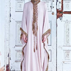 Mala And Kinnary Pastel Pink Coinwork Kaftan