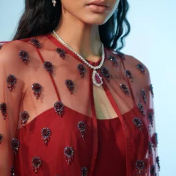 Anjali Kanwar Maroon Crystal Embellished Cape & Dress -Textalux Sales 6423akf14 3