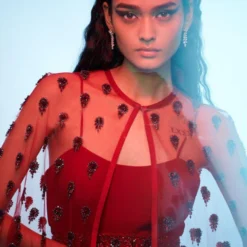 Anjali Kanwar Maroon Crystal Embellished Cape & Dress -Textalux Sales 6423akf14 4