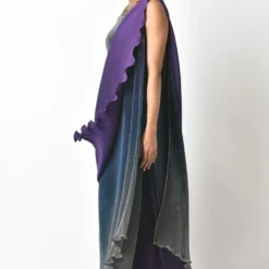 Kiran Uttam Ghosh Grey & Purple Ombre Pleated Dress -Textalux Sales 64kug12 3