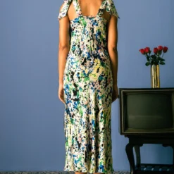 Studio RIGU Splatter Strappy Knot Dress -Textalux Sales 64sr30 4