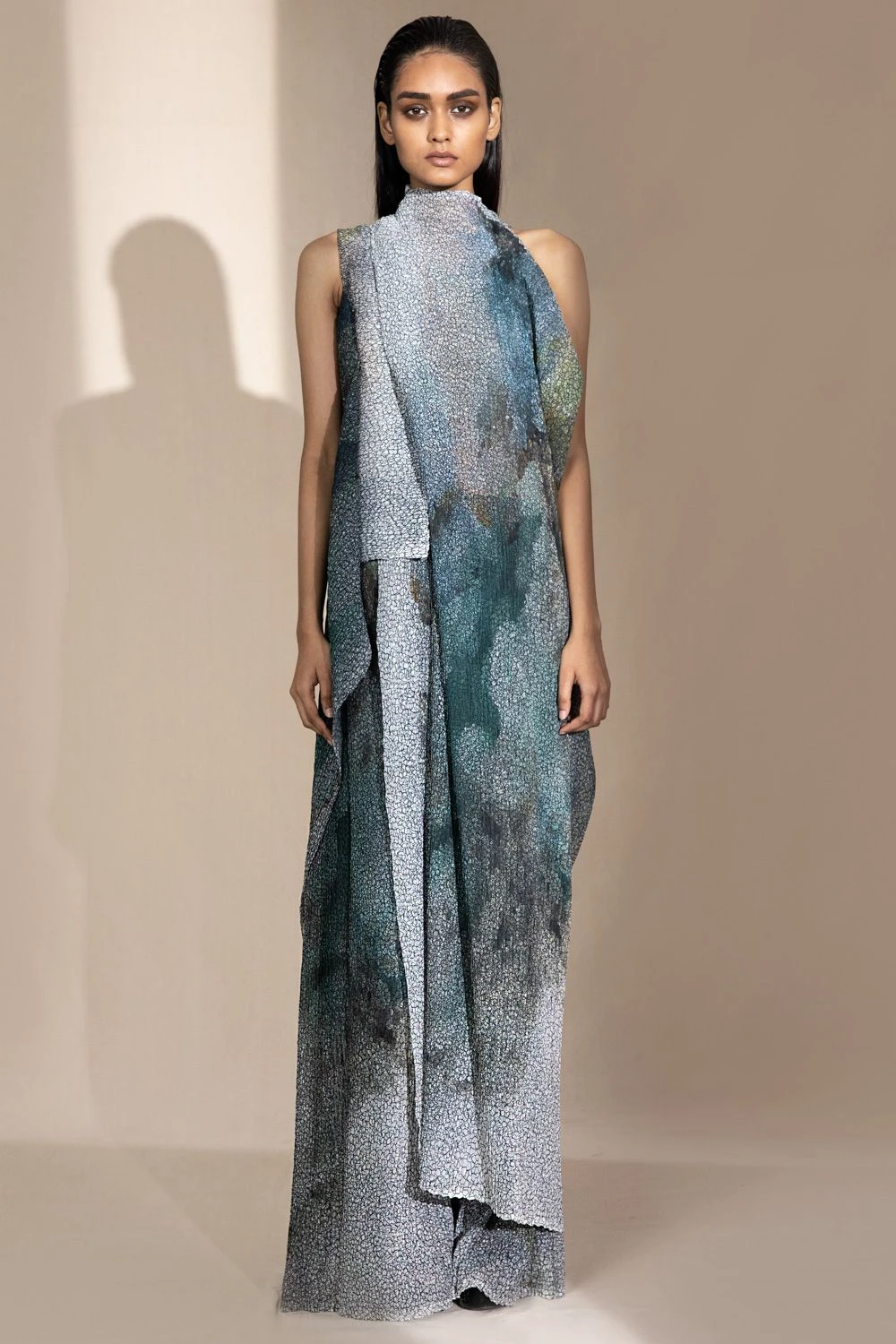 Abhishek Sharma Crystal Stone Printed Draped Dress 3 Abhishek Sharma Crystal Stone Printed Draped Dress