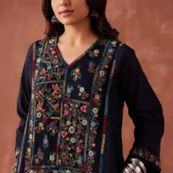 Sunira Designs Blue Dhaaga V-neck Phiran Kurta 6 Sunira Designs Blue Dhaaga V-neck Phiran Kurta -Textalux Sales 6923sa2 2