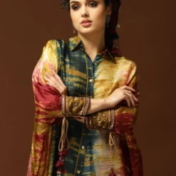 CAPISVIRLEO Multi-coloured Silk Kaftan Set -Textalux Sales 71cap42 4