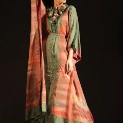 CAPISVIRLEO Rust Front Open Kaftan -Textalux Sales 81123co4 2