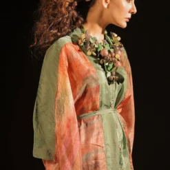 CAPISVIRLEO Rust Front Open Kaftan -Textalux Sales 81123co4 3