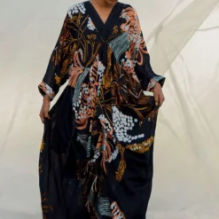 Bennch Black Window Leaf Printed Kaftan -Textalux Sales 8323be22 3