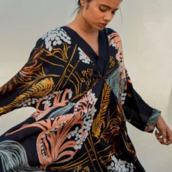 Bennch Black Window Leaf Printed Kaftan -Textalux Sales 8323be22 5
