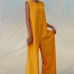 Bennch Yellow Flared Sleeveless Jumpsuit 10 Bennch Yellow Flared Sleeveless Jumpsuit -Textalux Sales 8323be26 4