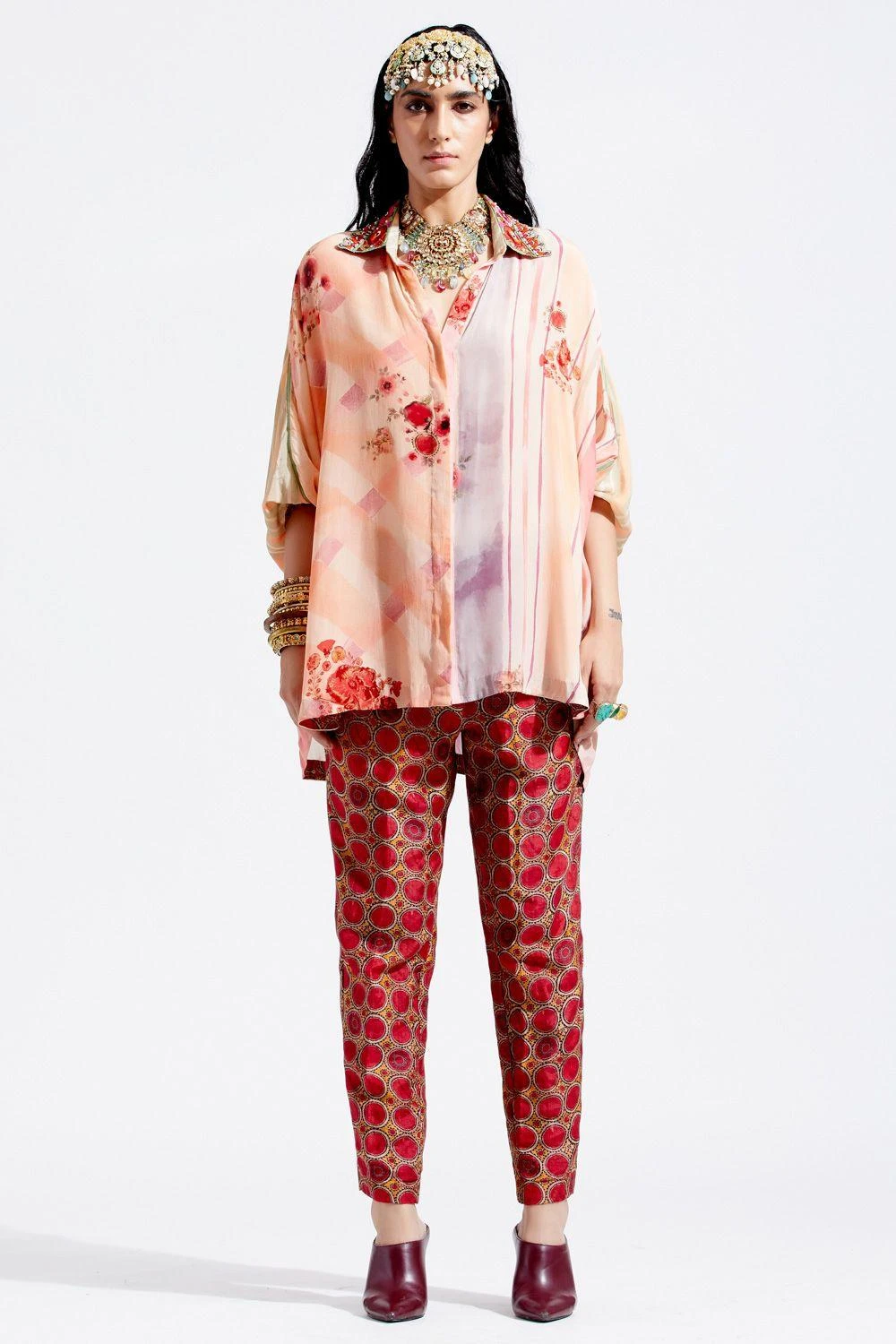 Aseem Kapoor Peach Printed Shirt With Embroidered Collar 3 Aseem Kapoor Peach Printed Shirt With Embroidered Collar