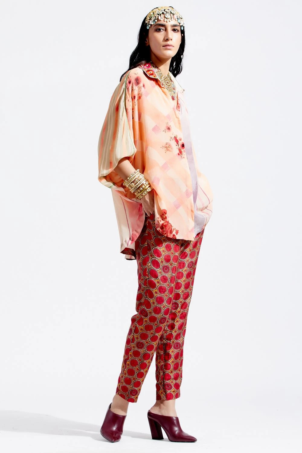 Aseem Kapoor Peach Printed Shirt With Embroidered Collar 4 Aseem Kapoor Peach Printed Shirt With Embroidered Collar - Image 2