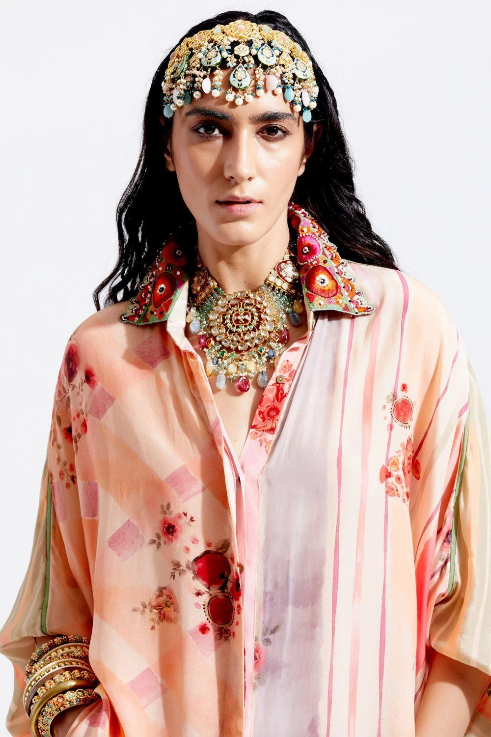 Aseem Kapoor Peach Printed Shirt With Embroidered Collar 5 Aseem Kapoor Peach Printed Shirt With Embroidered Collar - Image 3