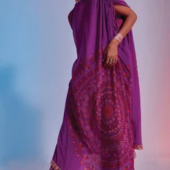 SVA Purple Printed Drawstring Kaftan & Pants Set -Textalux Sales 84sv18 2