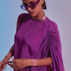 SVA Purple Printed Drawstring Kaftan & Pants Set -Textalux Sales 84sv18 3