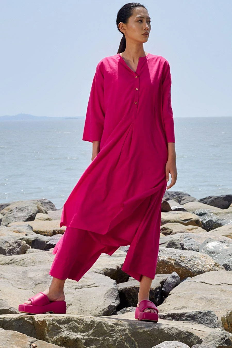 Mati Pink Placket Tunic Set 3 Mati Pink Placket Tunic Set