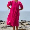 Mati Pink Ruffle Sleeve Dress -Textalux Sales 8523mk71 1