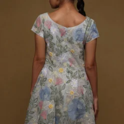 Shriya Som Blue Floral A-line Dress -Textalux Sales 8523ss11 2