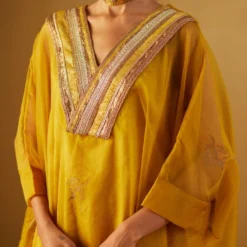 Shorshe Ochre Waahida Kaftan Set -Textalux Sales 91023sr14 3