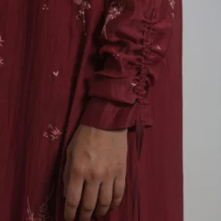 Merlot Embroidered Chanderi Dress With Slip -Textalux Sales 911inte16 4
