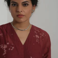 Merlot Embroidered Chanderi Dress With Slip -Textalux Sales 911inte16 5