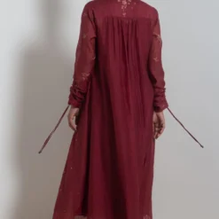 Merlot Embroidered Chanderi Dress With Slip -Textalux Sales 911inte16 6