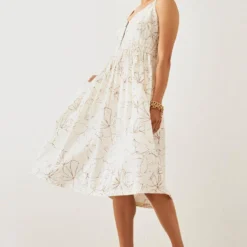 SNOB Off White Pleated Dress -Textalux Sales 91sn28 4