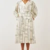 SNOB Off White Printed Trench Style Dress -Textalux Sales 91sn3 1