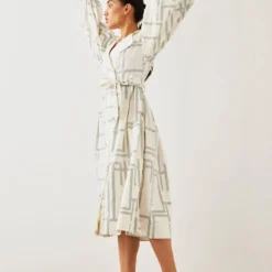 SNOB Off White Printed Trench Style Dress -Textalux Sales 91sn3 4