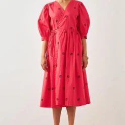 SNOB Rose Gathered Wrap Dress
