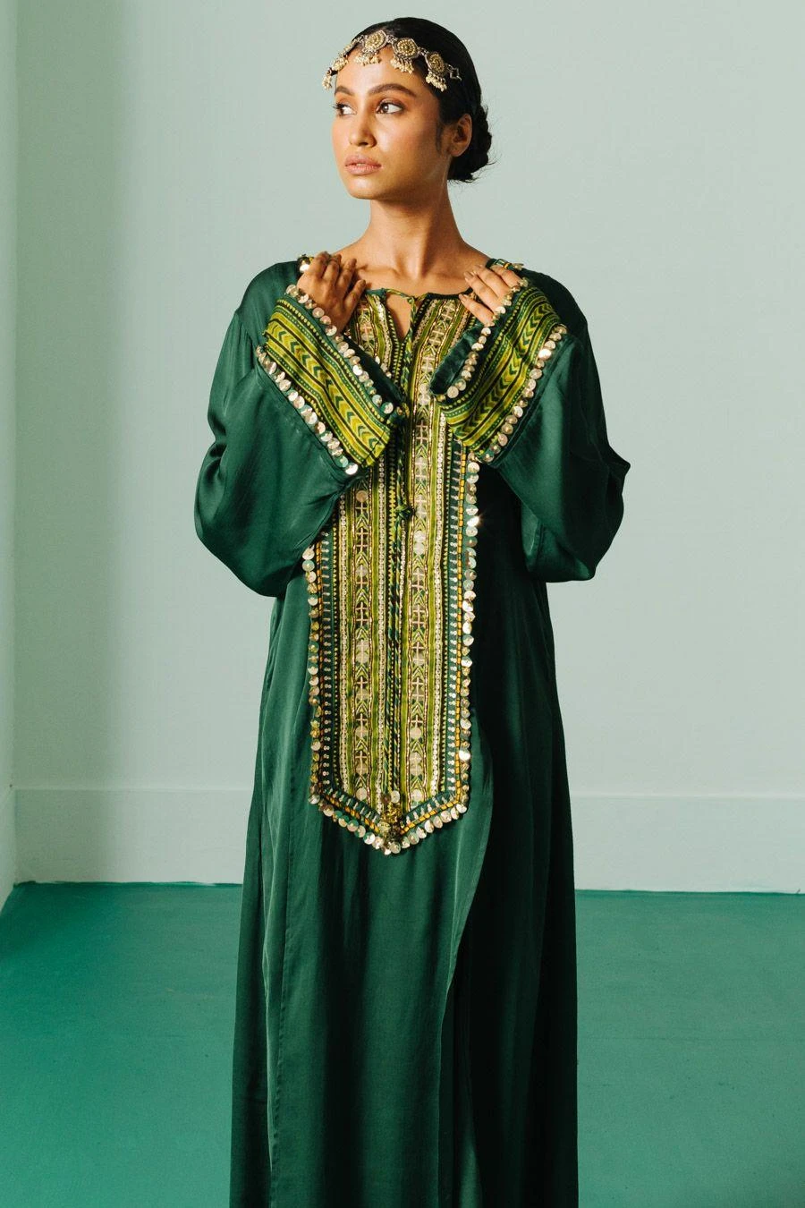 Prahnaaya Green Ajrakh Kurta Set 5 Prahnaaya Green Ajrakh Kurta Set - Image 3