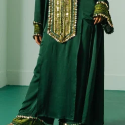 Prahnaaya Green Ajrakh Kurta Set 12 Prahnaaya Green Ajrakh Kurta Set -Textalux Sales 9523pr5 4